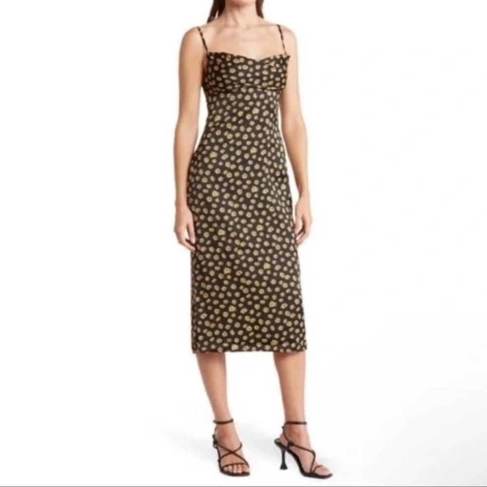 WeWoreWhat Cowl Neck Sunflower Print Dress Size 8 NWT